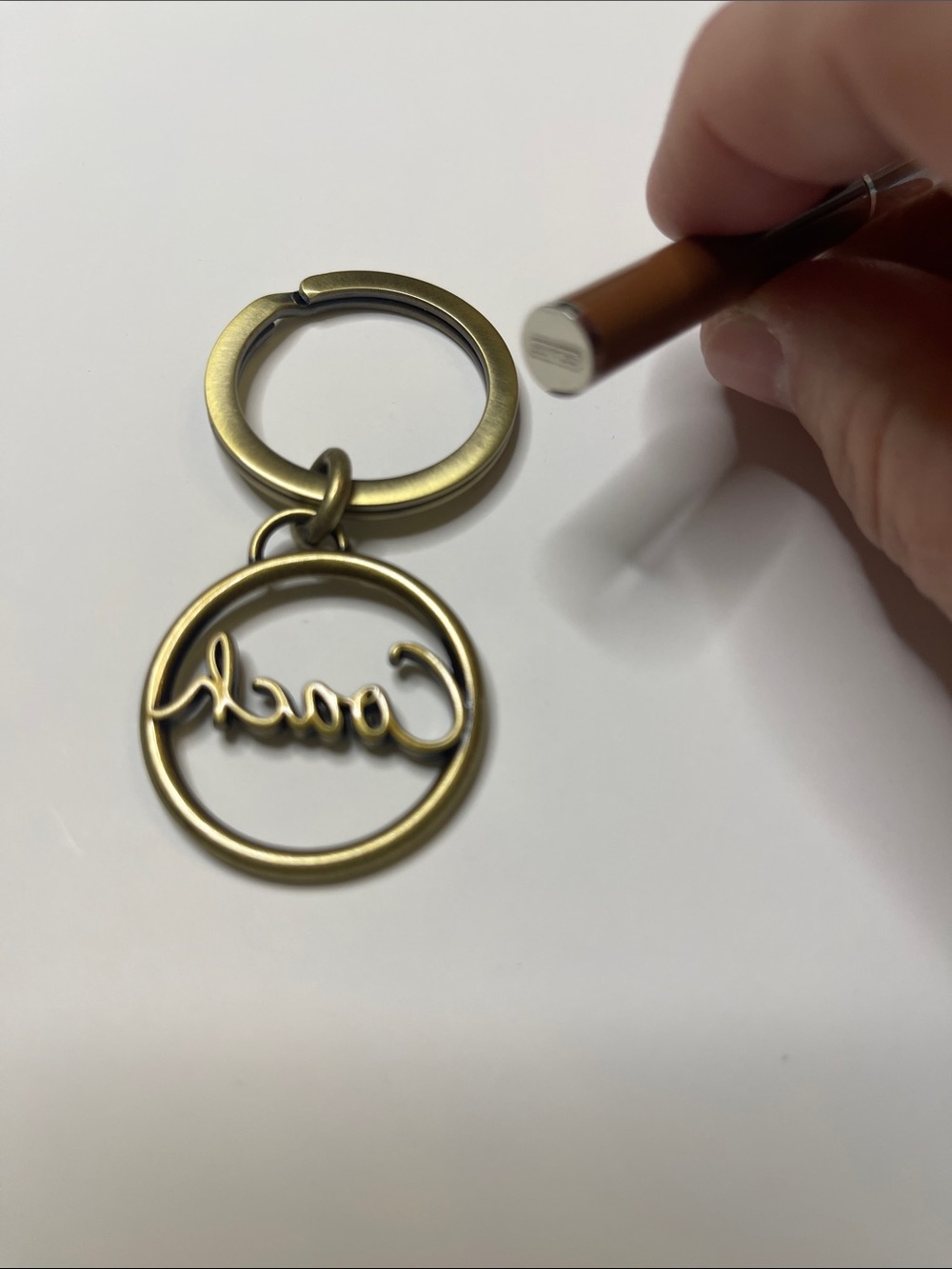Coach Brass Logo Circle Keyring and Brown Coach Pen - Picture 4 of 8